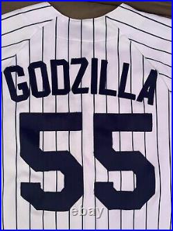 100% Authentic Hideki Matsui Jersey Pinstripe Yankees Godzilla MLB Large Men