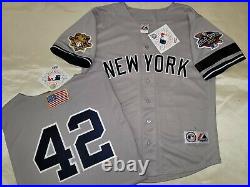 1304 Majestic 2001 World Series New York Yankees MARIANO RIVERA Sewn JERSEY GRAY