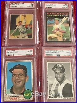 (14) Vintage Superstar Baseball Card Lot PSA (1954 Mantle, Mays Banks) Low Grade