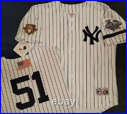 1820 Majestic 2001 World Series New York Yankees BERNIE WILLIAMS Sewn JERSEY WHT