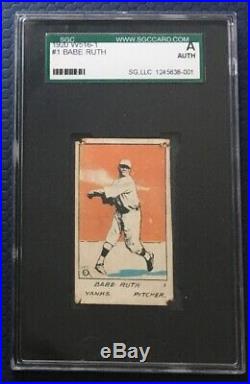 1920 W516-1 #1 Babe Ruth Yankees Rare Hof Sgc Authentic