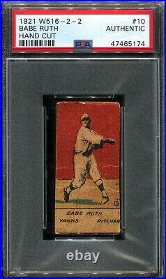 1921 W516-2-2 #10 Babe Ruth Hand Cut Strip Card Psa Authentic (5174)