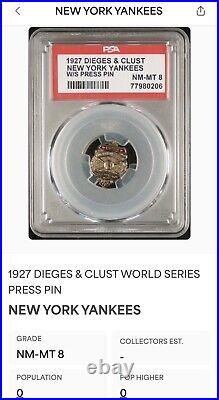 1927 Dieges & Clust New York Yankees World Series Press Pin Babe Ruth Pop1 Psa 8