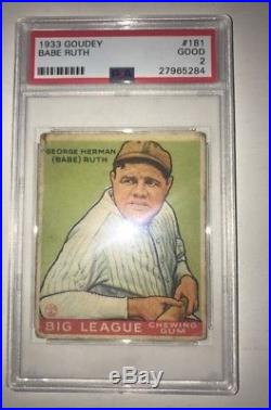 1933 Babe Ruth Goudey #181 PSA 2 Good Condition NO RESERVE 3 DAY AUCTION
