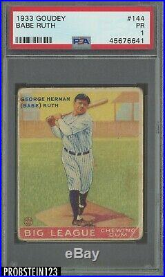 1933 Goudey #144 Babe Ruth New York Yankees HOF PSA 1 HOT CARD