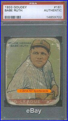 1933 Goudey 181 Babe Ruth PSA 0 (9702)
