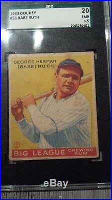 1933 Goudey #53 Babe Ruth SGC 20