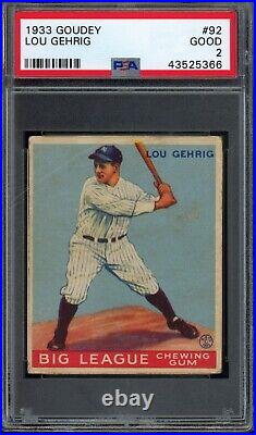 1933 Goudey #92 Lou Gehrig PSA 2 HOF New York Yankees Baseball Card