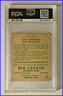 1933 Goudey #92 Lou Gehrig Psa 3