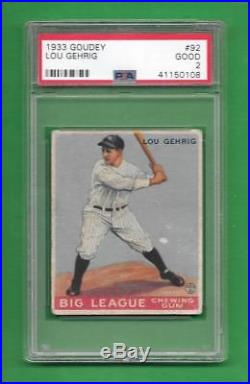 1933 Goudey #92 Lou Gehrig STRONG PSA Good 2 New York Yankees baseball card