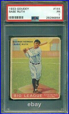 1933 Goudey Babe Ruth #144 PSA 1 Amazing Color And Eye Appeal
