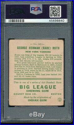 1933 Goudey Babe Ruth #149 PSA 1 Yankees