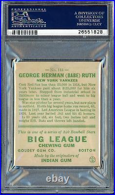 1933 Goudey Babe Ruth Card #144 Yankees Certified PSA Authentic Rare Card
