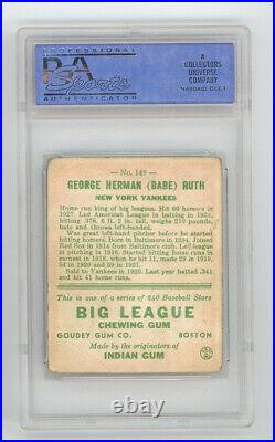 1933 Goudey Babe Ruth New York Yankees #149 Baseball Card PSA 1 CJH