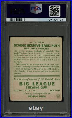 1933 Goudey Babe Ruth PSA 3 #181 Green