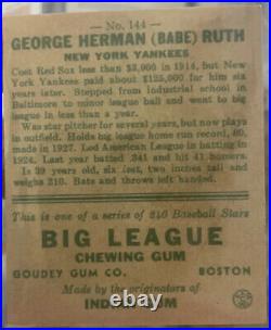 1933 Goudey Big League Chewing Gum R319 #144 Babe Ruth