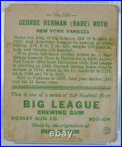 1933 Goudey George Herman Babe Ruth New York Yankees #149 Baseball Card PSA 1
