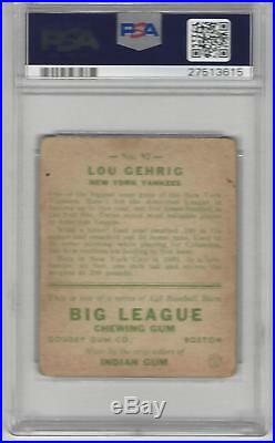 1933 Goudey Gum Baseball Card #92 Lou Gehrig PSA 2.5 Graded New York Yankees