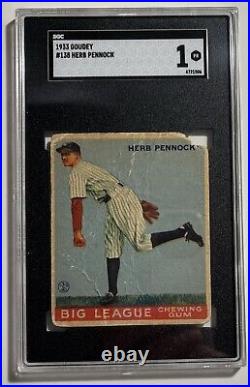 1933 Goudey HERB PENNOCK RC SGC 1 New York Yankees