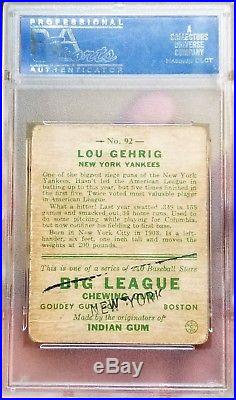 1933 Goudey Lou Gehrig #92 PSA 1 Authentic Original