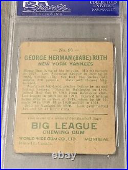 1933 Goudey World Wide Gum Babe Ruth #93 PSA 4 VGEX