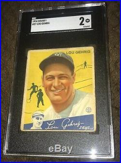 1934 Goudey #37 Lou Gehrig New York Yankees Graded Sgc 2 Good Nice Colors