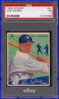 1934 Goudey #61 Lou Gehrig Yankees PR PSA 1