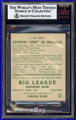 1938 Goudey Heads Up #250 Joe Dimaggio Rookie Card BVG 7+++ Near Mint