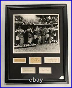1938 Yankees Signed Display with LOU GEHRIG Autograph and Joe Dimaggio Auto JSA