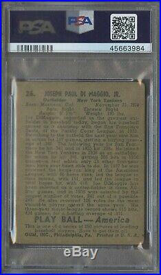 1939 Play Ball #26 Joe DiMaggio New York Yankees RC Rookie HOF PSA 2.5 GOOD+