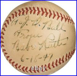 1947 Babe Ruth Large Bold Single Signed Baseball Yankees HOF JSA & SGC LOA