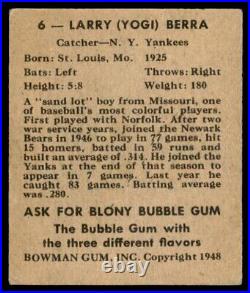 1948 Bowman Yogi Berra RC New York Yankees #6