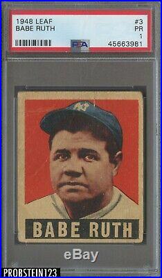 1948 Leaf #3 Babe Ruth New York Yankees HOF PSA 1 ICONIC CARD
