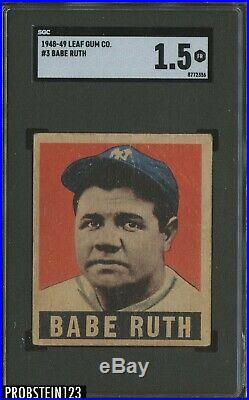 1948 Leaf #3 Babe Ruth New York Yankees HOF SGC 1.5 ICONIC CARD
