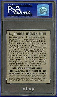 1948 Leaf #3 Babe Ruth PSA 7 Pack Fresh Color Sharp Corners Tough Card