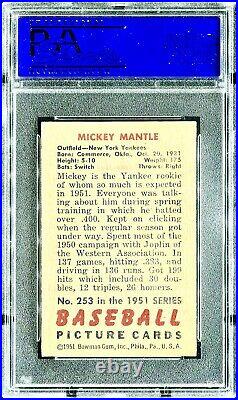 1951 BOWMAN MICKEY MANTLE RC #253 PSA 6 Under Graded BLUE CHIP INVESTMENT