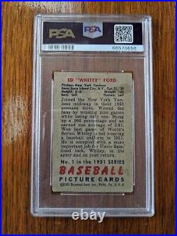 1951 Bowman #1 Whitey Ford New York Yankees Graded Card PSA 2.5 GOOD+ Rookie HOF