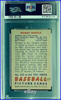 1951 Bowman #253 Mickey Mantle PSA 2.5 NYY Yankees MLB HOF