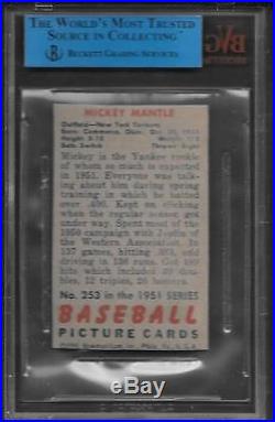 1951 Bowman #253 Mickey Mantle RC BVG Authentic