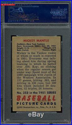 1951 Bowman #253 Mickey Mantle RC PSA 3 VG Centered