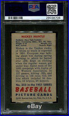 1951 Bowman #253 Mickey Mantle Rc Yankees Centered High End Psa 4.5 B2572549-706