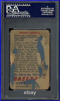 1951 Bowman #253 Mickey Mantle Rookie PSA 1 HOF New York Yankees Baseball Card
