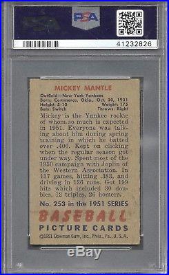 1951 Bowman #253 Mickey Mantle Rookie PSA 4