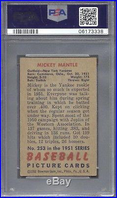 1951 Bowman #253 Mickey Mantle Rookie PSA 5