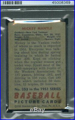 1951 Bowman 253 (R) Mickey Mantle PSA 3 (8369)