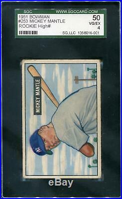 1951 Bowman Baseball #253 Mickey Mantle RC SGC 50 (VG-EX) 6001