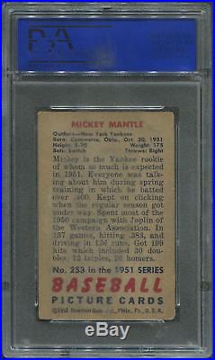 1951 Bowman Baseball #253 Mickey Mantle Rookie PSA 4 (VG-EX)