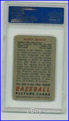 1951 Bowman Mickey Mantle New York Yankees #253 Baseball Card