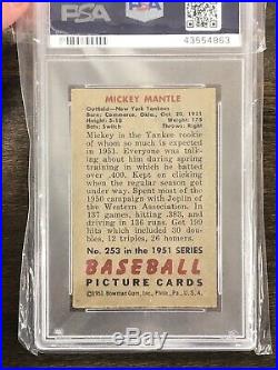 1951 Bowman Mickey Mantle RC Rookie #253 PSA 5 EX