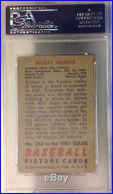 1951 Bowman Mickey Mantle ROOKIE Card PSA 3 Great Centering